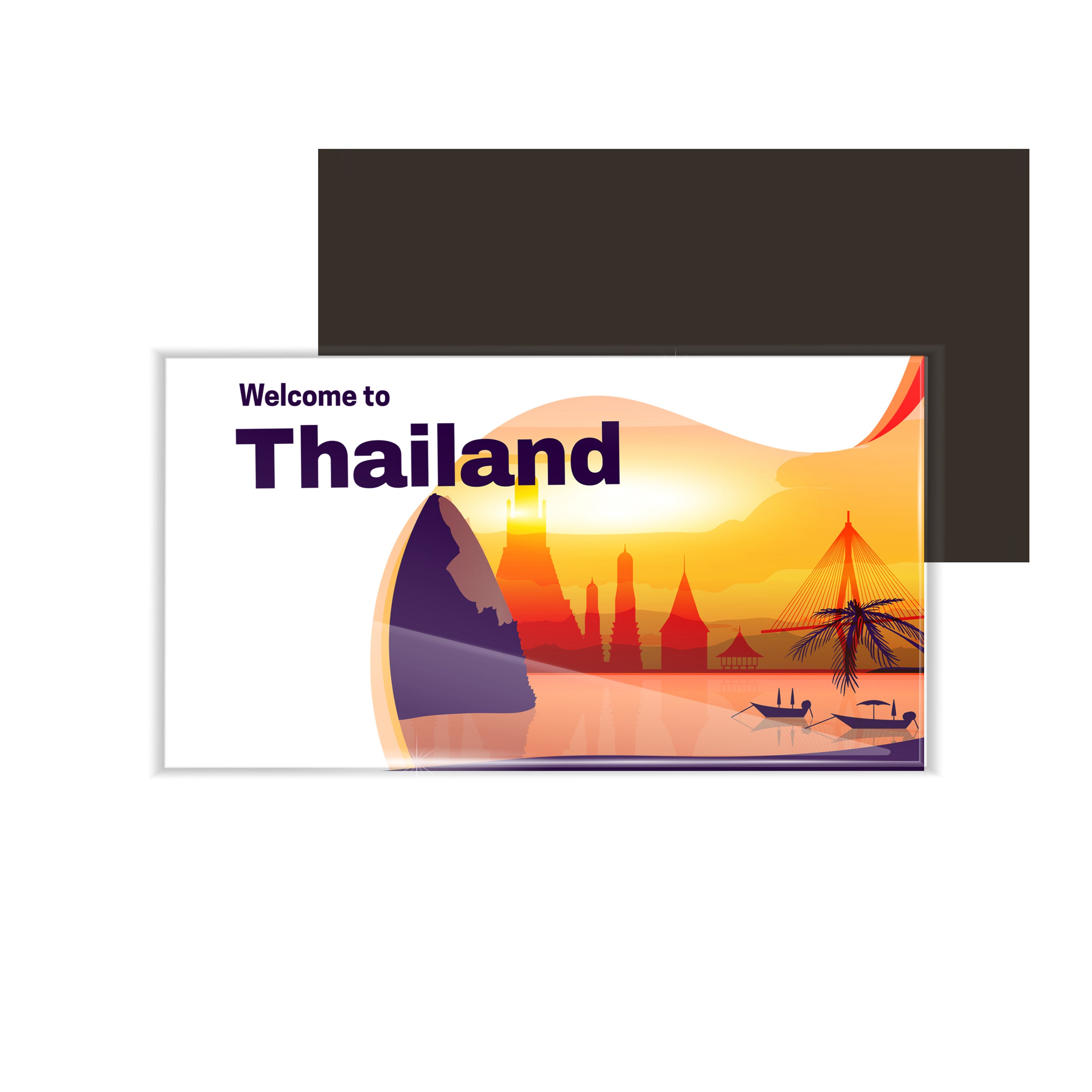 dhcrafts Fridge Magnet Rectangle Acrylic Glass (8.6 x 5.4 cm) Multicolor Travel Thailand D1 Design Pack of 1